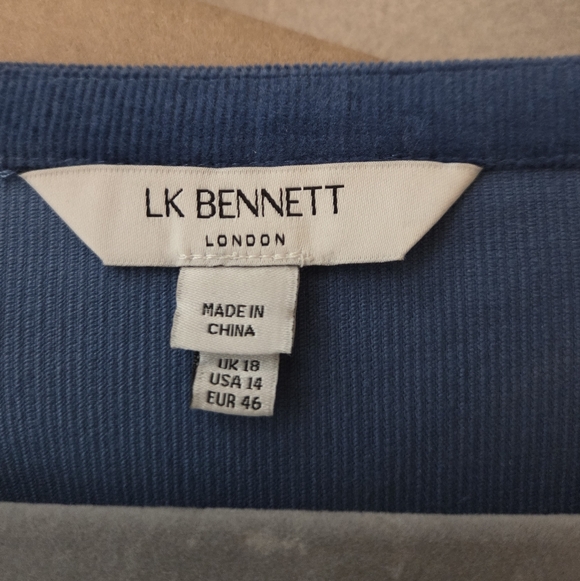 LK Bennett Deborah Ruffle Corduroy Midi Dress - Size 14 - Picture 7 of 9